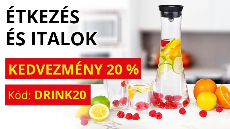20% KEDVEZMÉNY AZ ASZTALI ÉS ITAL TERMÉKEKRE